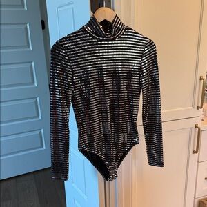 NWOT Black sparkle bodysuit
